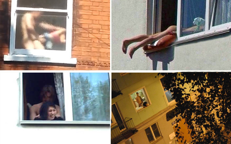 Когда твои окна выходят на студенческое общежитие вид из окна, окна, прикол, строители, юмор