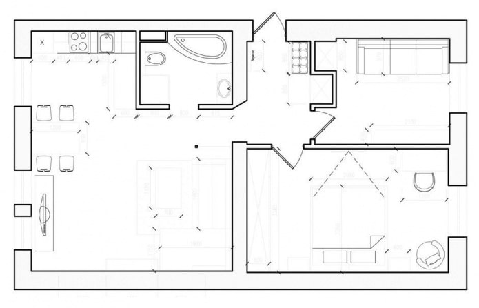 планировка в дизайн проекте 3 комнатной квартиры