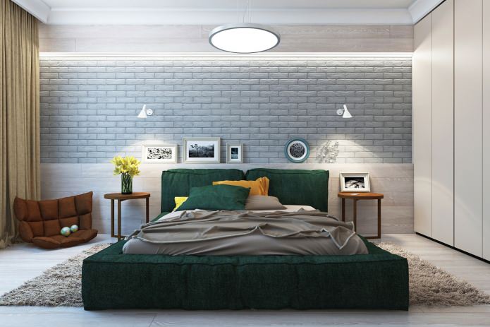спальня в современной красивой квартире
