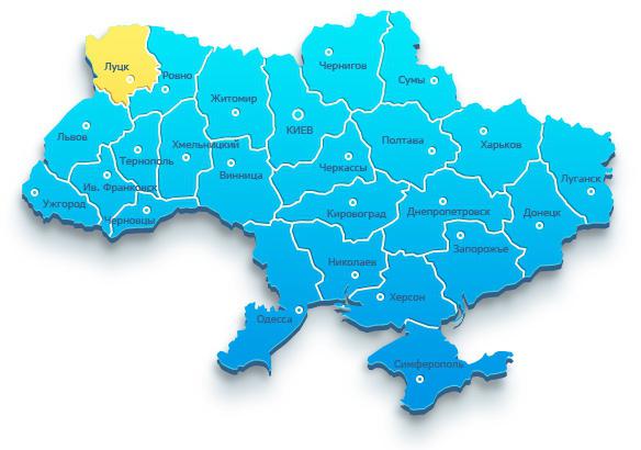 карта Волынской области Украина 
