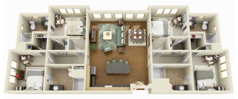 Проект квартиры с 4 спальнями. Фото 30