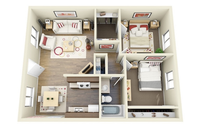 Планировка квартиры с двумя спальнями. Фото 11