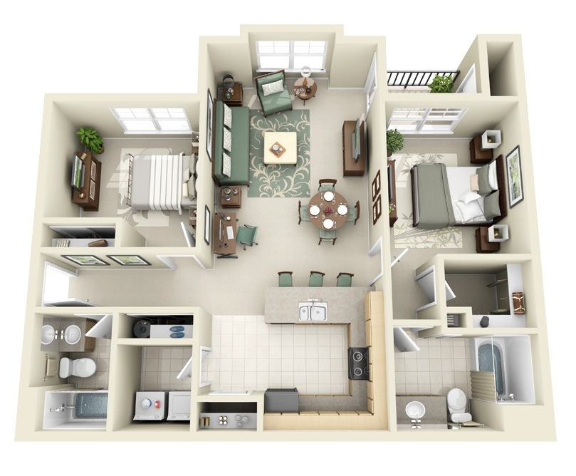 Планировка квартиры с двумя спальнями. Фото 12