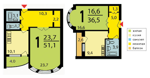 Варианты планировки однокомнатных квартир домов серии И-155