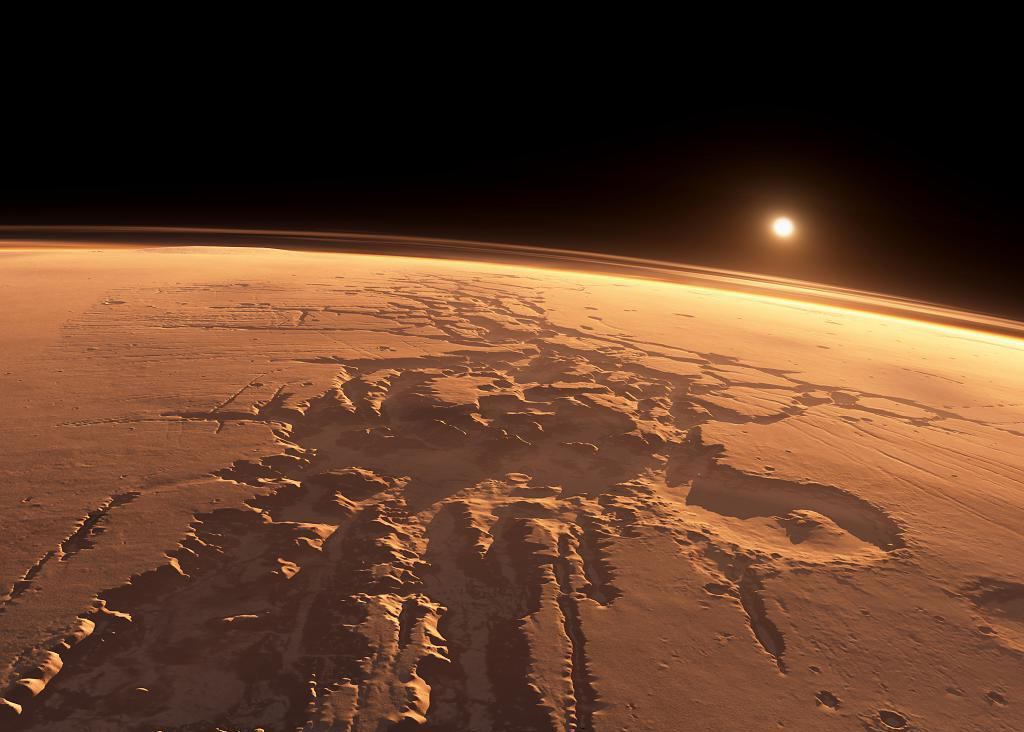 Лабирин ночи на Марсе, вид с орбиты