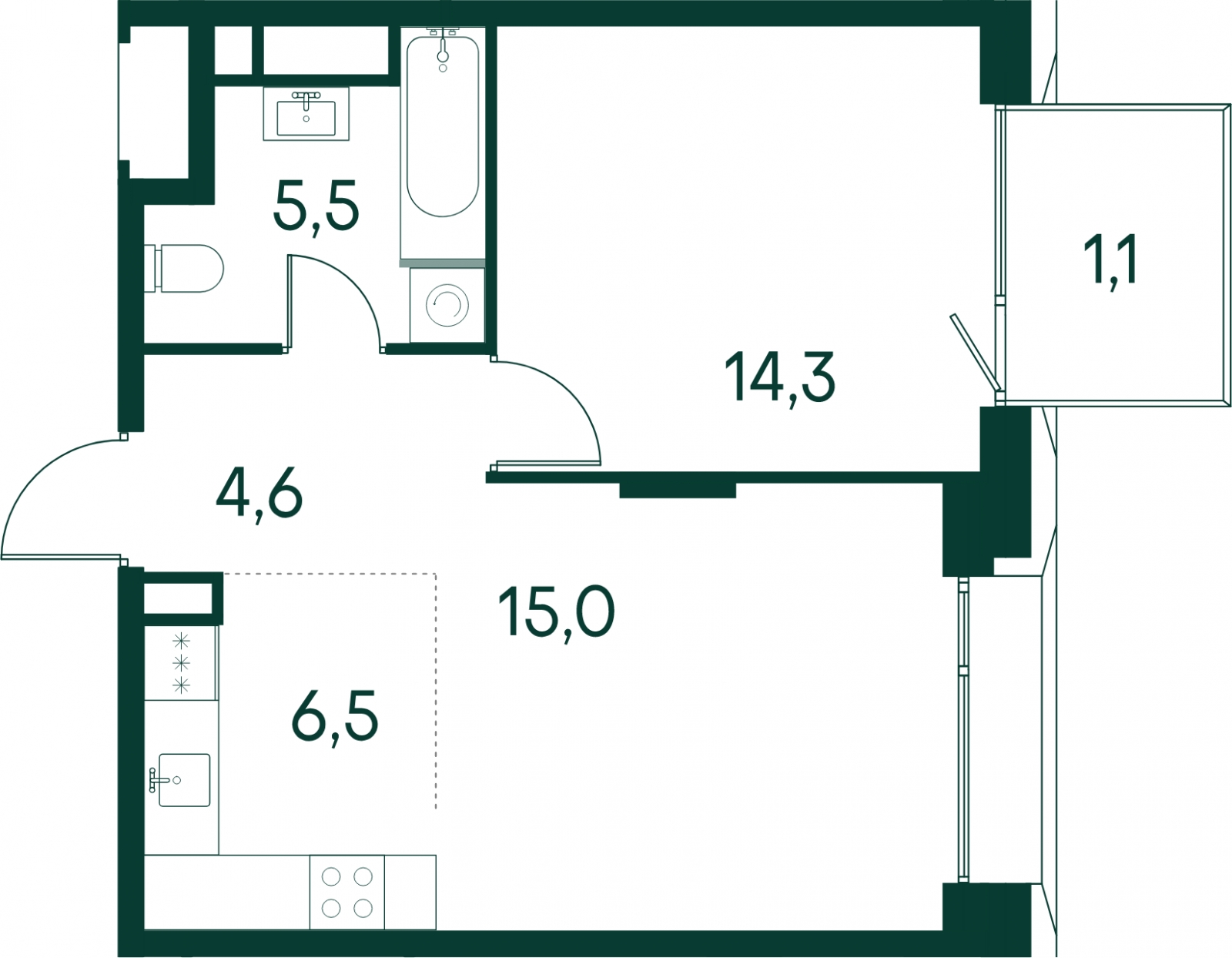 2-комнатная квартира в ЖК UP-квартал Новое Тушино на 1 этаже в 2 секции. Дом сдан.