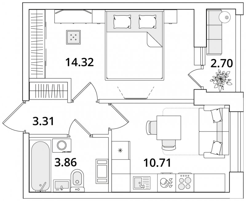 3-комнатная квартира с отделкой в ЖК Внуково 2017 на 1 этаже в 3 секции. Дом сдан.