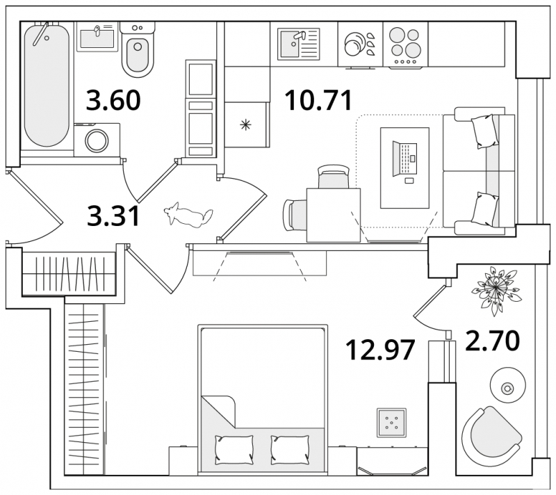 1-комнатная квартира с отделкой в ЖК Внуково 2017 на 14 этаже в 5 секции. Дом сдан.