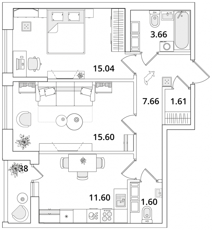 3-комнатная квартира с отделкой в ЖК Внуково 2017 на 11 этаже в 1 секции. Дом сдан.