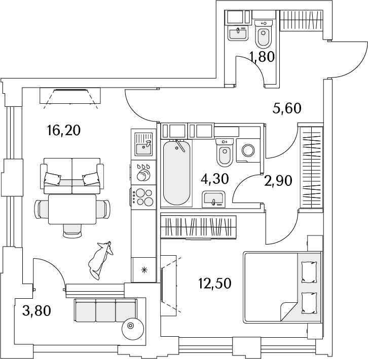 2-комнатная квартира с отделкой в ЖК Аннино Парк на 25 этаже в 1 секции. Сдача в 1 кв. 2019 г.