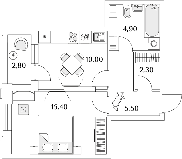 2-комнатная квартира с отделкой в ЖК Аннино Парк на 21 этаже в 1 секции. Сдача в 1 кв. 2019 г.