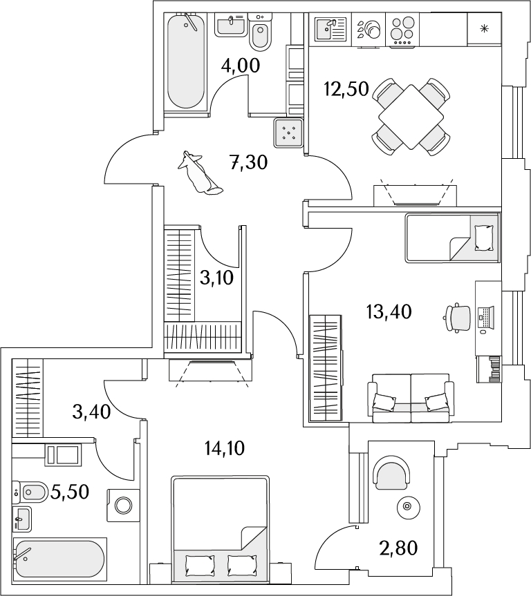 3-комнатная квартира с отделкой в ЖК Аннино Парк на 11 этаже в 1 секции. Сдача в 1 кв. 2019 г.