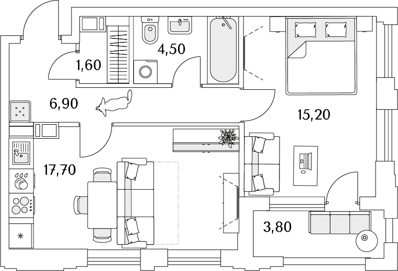 2-комнатная квартира с отделкой в ЖК Аннино Парк на 25 этаже в 2 секции. Сдача в 1 кв. 2019 г.