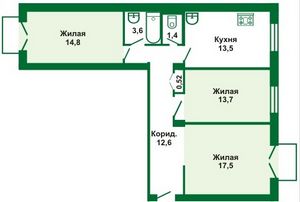 планировка трехкомнатной сталинки в 6-этажном доме