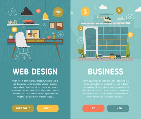 Веб-дизайн на рабочем месте и бизнес центр — стоковый вектор